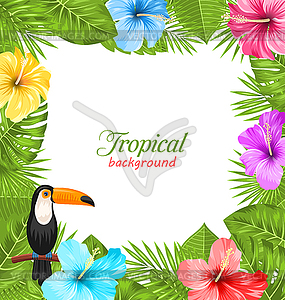 Tropical Background with Toucan Bird, Colorful - vector clip art