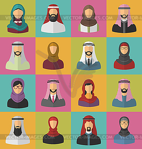 Set Arabic Men and Women - vector image