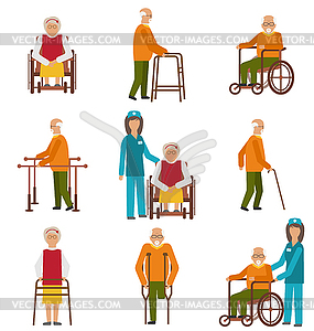 Various Degrees of Injuries and Disabilities - vector clip art