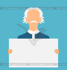 Teacher Holding Large Clean Banner - vector clip art