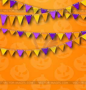 Halloween Party Background with Colored Bunting - vector image