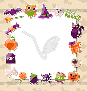 Clean Card with Colorful Halloween Flat Icons - royalty-free vector clipart