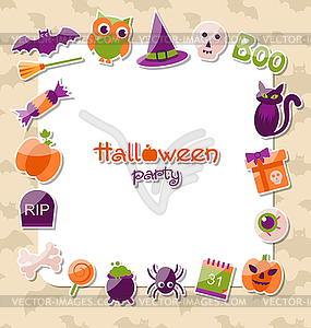 Greeting Card for Halloween Party with Colorful Fla - vector image