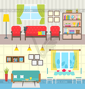 Set Home Interiors. Design of Living Rooms - vector clipart