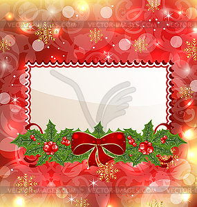 Рождество элегантные карты с омелой и лук - стоковый клипарт