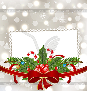 Christmas elegant card with holiday decoration - vector clipart / vector image