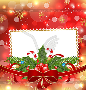 Greeting elegant card with Christmas decoration - vector image