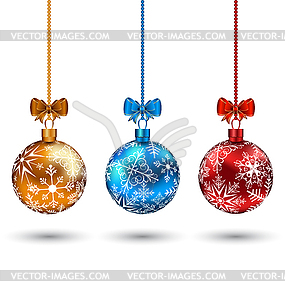 Рождество многоцветные шары с луками - изображение в формате EPS
