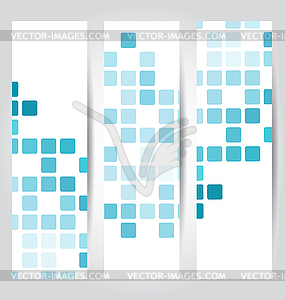 Set blue mosaic tile cards - vector clipart