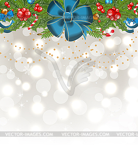 Christmas glowing background with holiday decoration - vector clipart