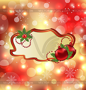 Greeting elegant card with mistletoe and Christmas - royalty-free vector clipart