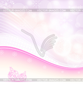 Christmas wavy background with snowflakes and balls - vector clipart