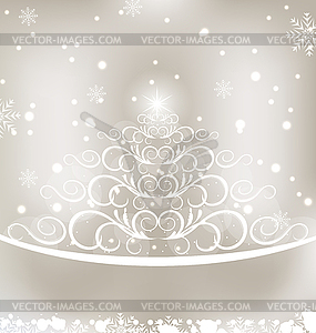 Celebration glowing card with Christmas floral pine - vector clipart