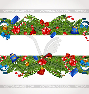 Christmas elegance card with holiday decoration - vector clip art