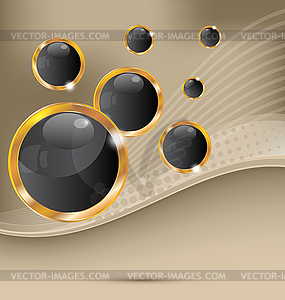 Golden speech bubbles, abstract background - vector image