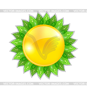 Abstract sun with leaves - vector clipart