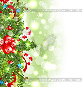 Christmas glowing background with holiday decoration - vector image