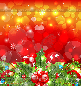 Christmas glowing background with holiday decoration - vector EPS clipart