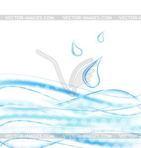 Abstract water background with drops - vector clipart