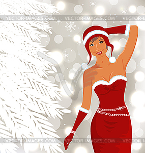 Christmas beautiful disco diva, holiday background - vector clip art