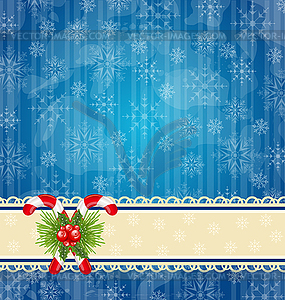 Christmas vintage wallpaper with sweet cane - vector clipart