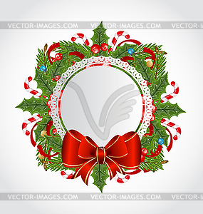 Christmas holiday decoration with greeting card - vector clipart / vector image