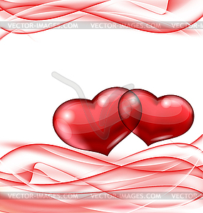 Cute hearts, Valentine wavy background - vector image