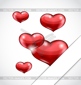 Valentine`s day background with set hearts - vector clip art