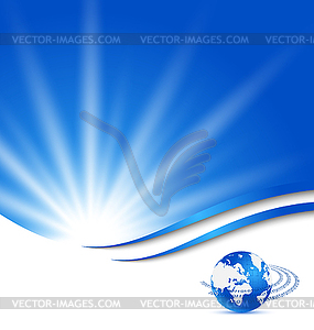 Abstract blue card with Earth planet - vector clipart