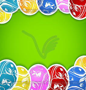 Easter background with set colorful ornate eggs - vector clipart