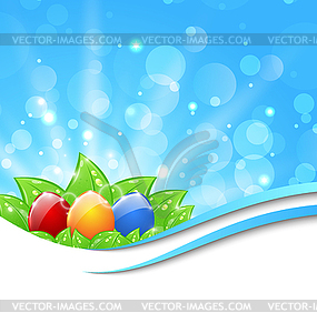 April background with Easter colorful eggs - vector clipart