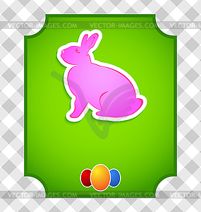 Easter card with colorful rabbit and eggs - vector clip art