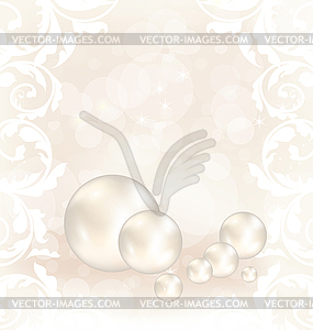 Romantic card with set pearl - vector clipart