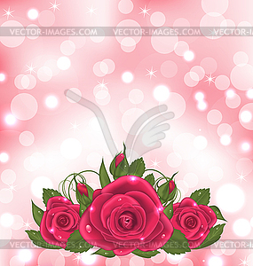 Luxury background with bouquet of pink roses - vector EPS clipart