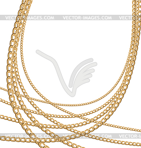 Set jewelry gold chains different size - stock vector clipart