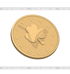 Golden coin with clover - vector clipart