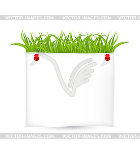 Paper sheet with green grass - vector EPS clipart