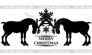 Christmas congratulation decorated with reindeer an - vector clipart
