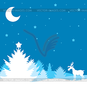 Winter Christmas landscape - vector clip art