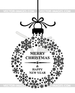 Christmas greeting snowflakes ball - vector image
