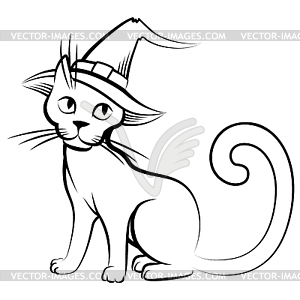 Cartoon cat in hat - vector clip art