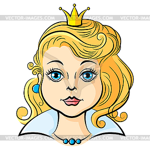 Portrait princess girl - vector image