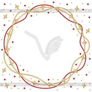 Рождественская звезда бусины гирлянды круглая рамка - изображение в векторе / векторный клипарт