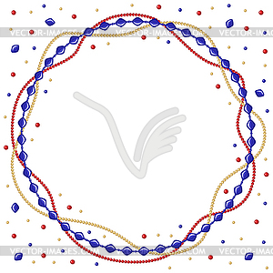 Christmas round color beads garland frame - vector clipart