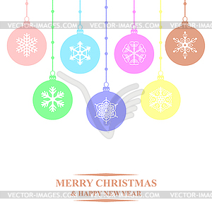 Рождество разноцветными шарами карта - стоковое векторное изображение