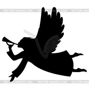 Christmas angel silhouette - vector image