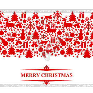 Christmas congratulatory card with baubles - vector image