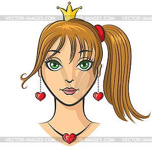 Portrait beautiful princess girl - vector clipart