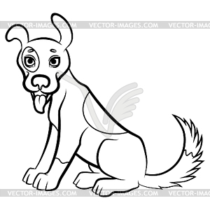 Contour cartoon cute dog - vector clipart