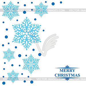 Christmas card with decorative blue snowflakes - vector image